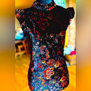 Loft Ruffle Neck Velvet-like top